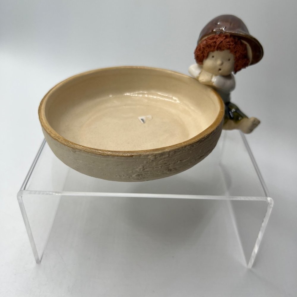 Ceramic Round Ceramic Bowl Storage Home Decor Piece Little Boy Sitting